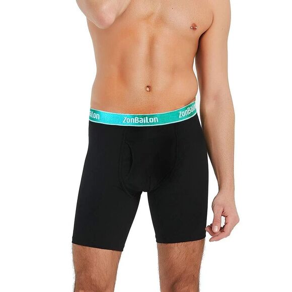Zonbailon Mens Boxer Briefs W/Fly Bamboo Breathable TAGLESS Underwear PK/4 3XL - Picture 1 of 6